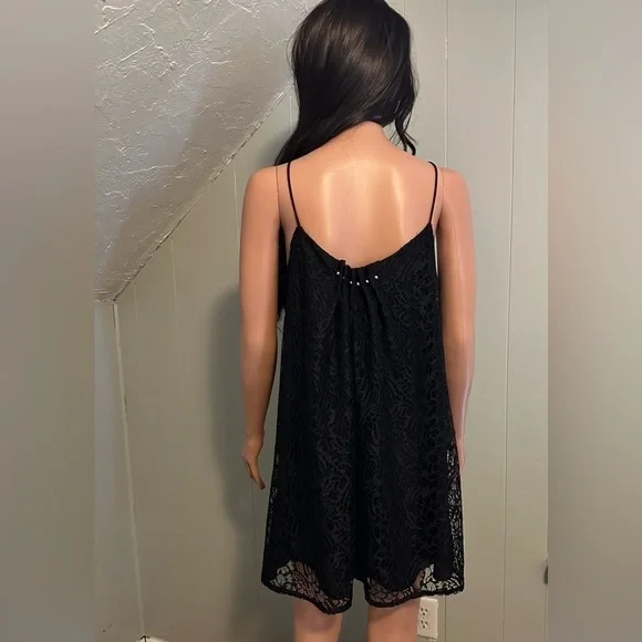 ZARA Black Lace Tank Mini Dress Size Small - Picture 8 of 10